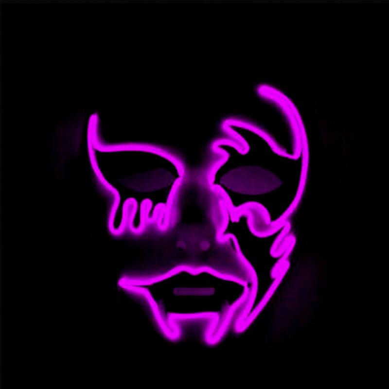 Máscara de Cosplay Asesino de Halloween Danza de Fantasmas Disfraces de Miedo Decoración Máscara Brillante Aterradora Máscara LED Thriller Máscara de Diablo Para Hombres