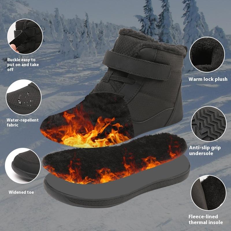 Winter Children Shoes Plush Waterproof Fabric Casual Non-Slip Boys Girls Shoes Rubber Sole Snow Boots Fashion Warm Outdoor Boots