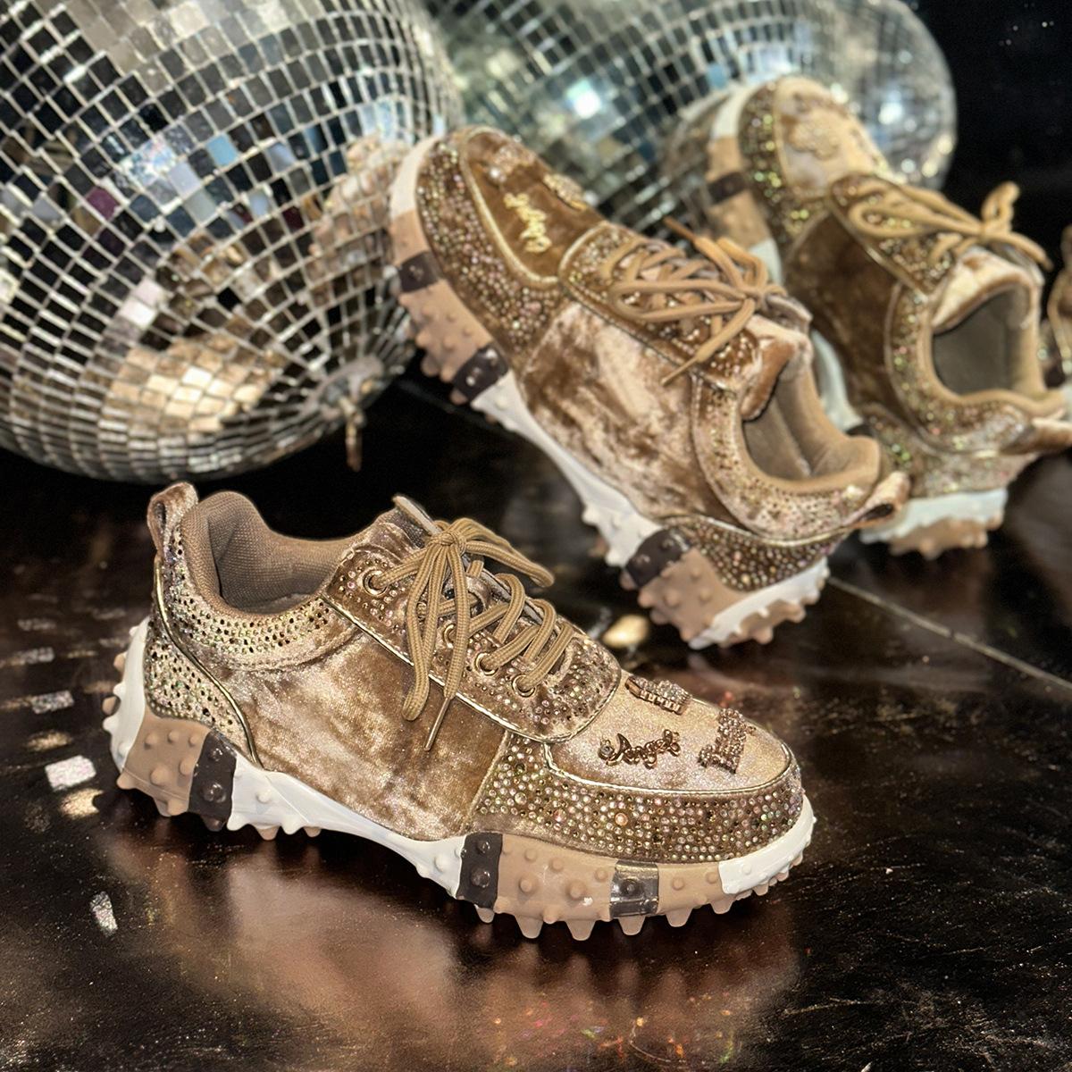 

Кеди тата Жіноче модне взуття зі стразами Спортивне повсякденне взуття Взуття з діамантами 39 хакі