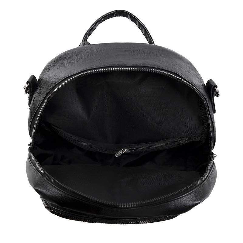 Leather Backpack Women's Zipper Bag Small Backpack