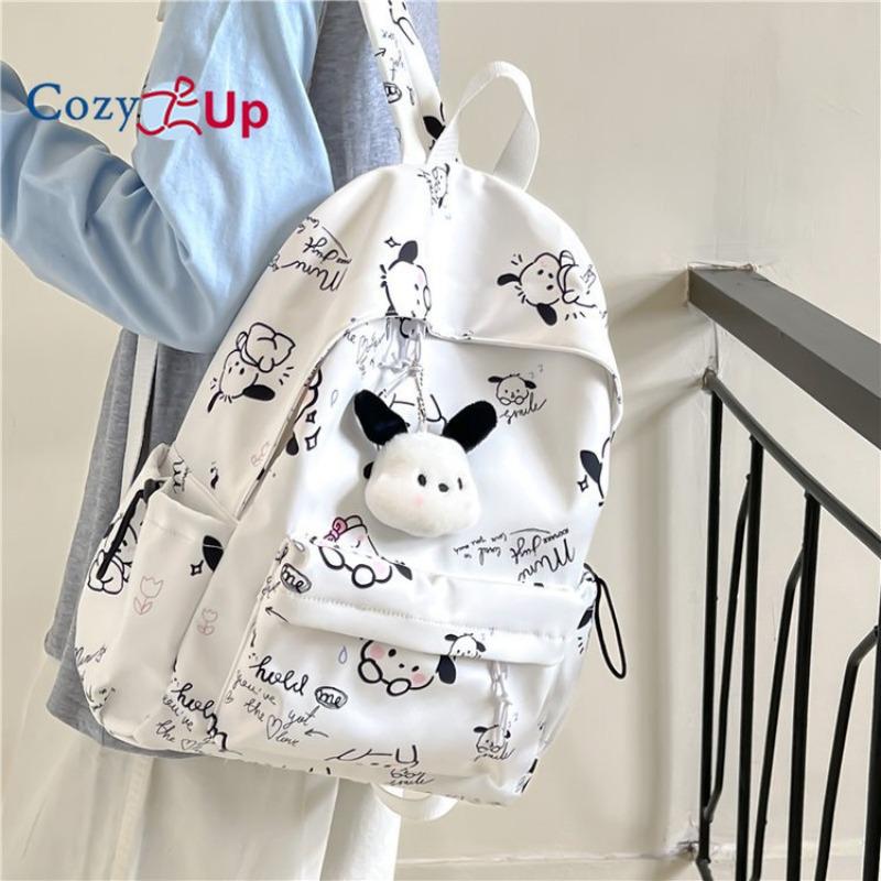 Женский минималистичный рюкзак с принтом Cosy Up для учащихся средних и старших классов, повседневный рюкзак с граффити 30cm * 14cm * 42cm белый