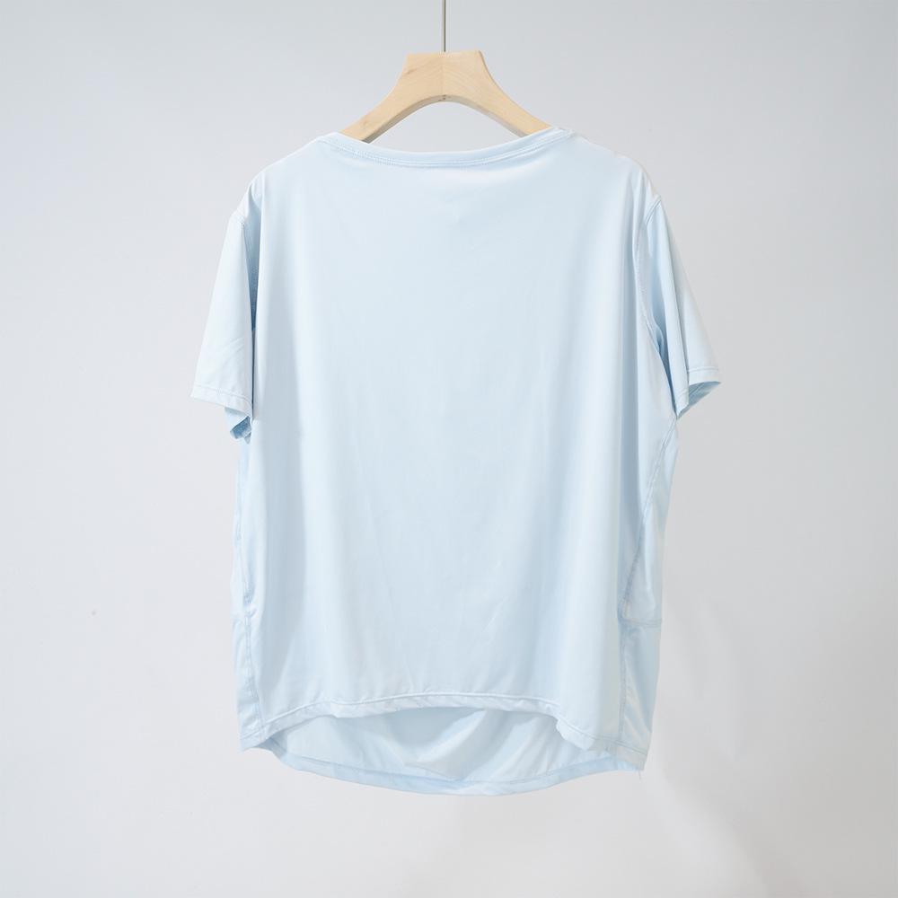 Schnelltrocknendes Eis-Seiden-Yoga-T-Shirt: Dehnbar, Weich, Rundhalsausschnitt, Sonnenschutz, Schlankmachende Passform für Sommer-Fitness