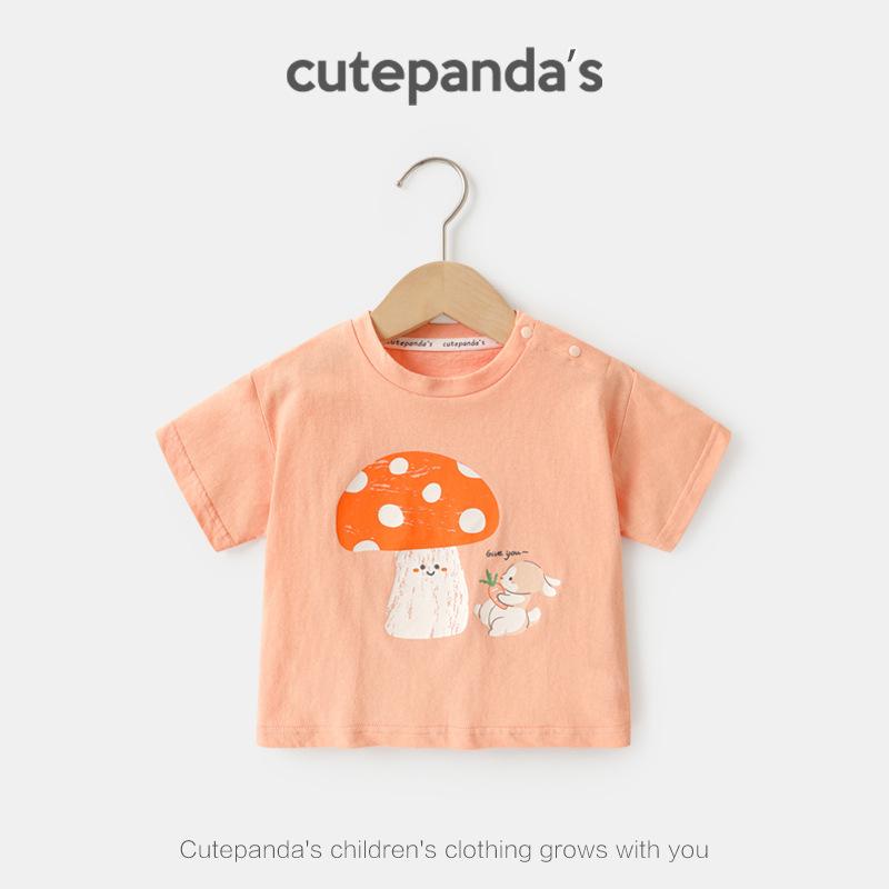 

Одежда для малышей, повседневные футболки с короткими рукавами, летняя одежда для мальчиков и девочек, детские летние топы с половиной рукавов 80cm