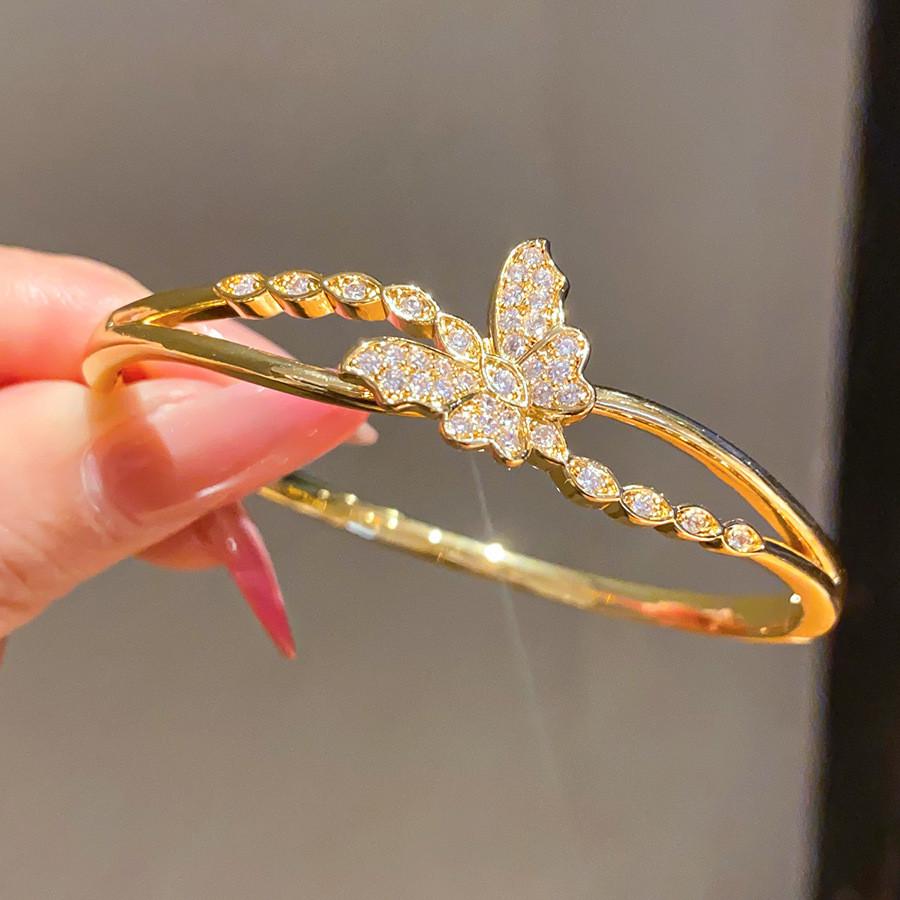 Fashion Butterfly Bracelet With 18k Gold Plating And Zirconia For Elegant Women