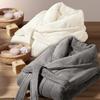 Women's & Men's Coral Fleece Bathrobe - Spring/Autumn, Thick Flannel, Long Couples Robe