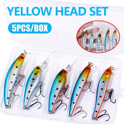 5pcs/box Minnow Fishing Lures Kit Wobbler Hard Baits Crankbaits ABS Artificial Lure for Bass Pike Fishing Tackle