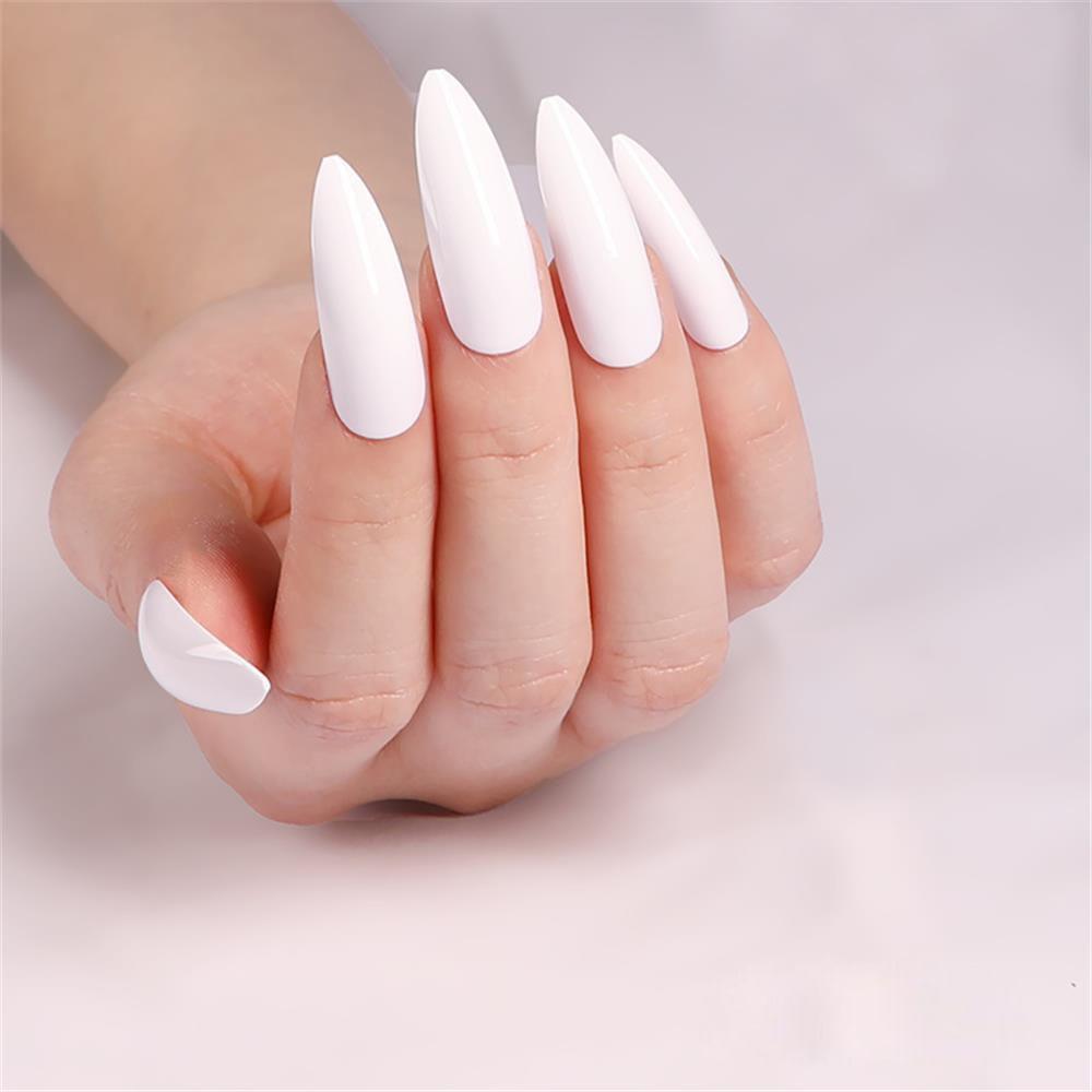 24Pcs Long French Flame False Nails Dark Star Moon Almond Stiletto Ballerina False Nails Press on Nails Fake Nails DIY Manicure