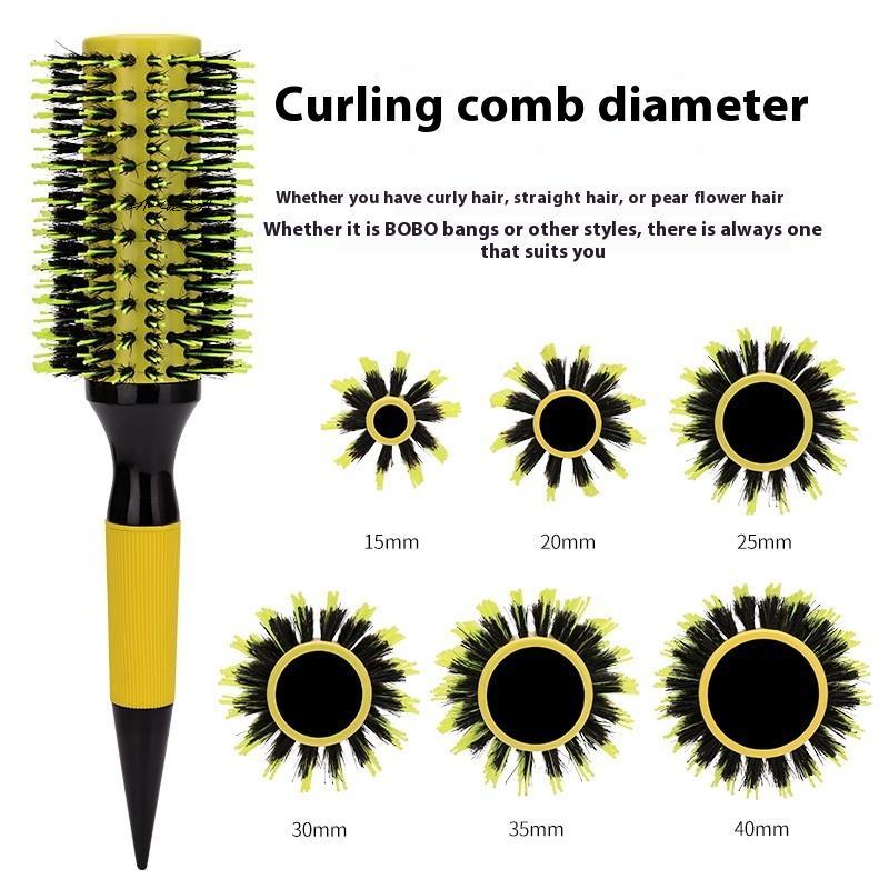 Professional round Hair Brush for Women Wooden Handle Boar Bristle Mixed with Nylon Salon Quality Hair Styling Tool for Curling