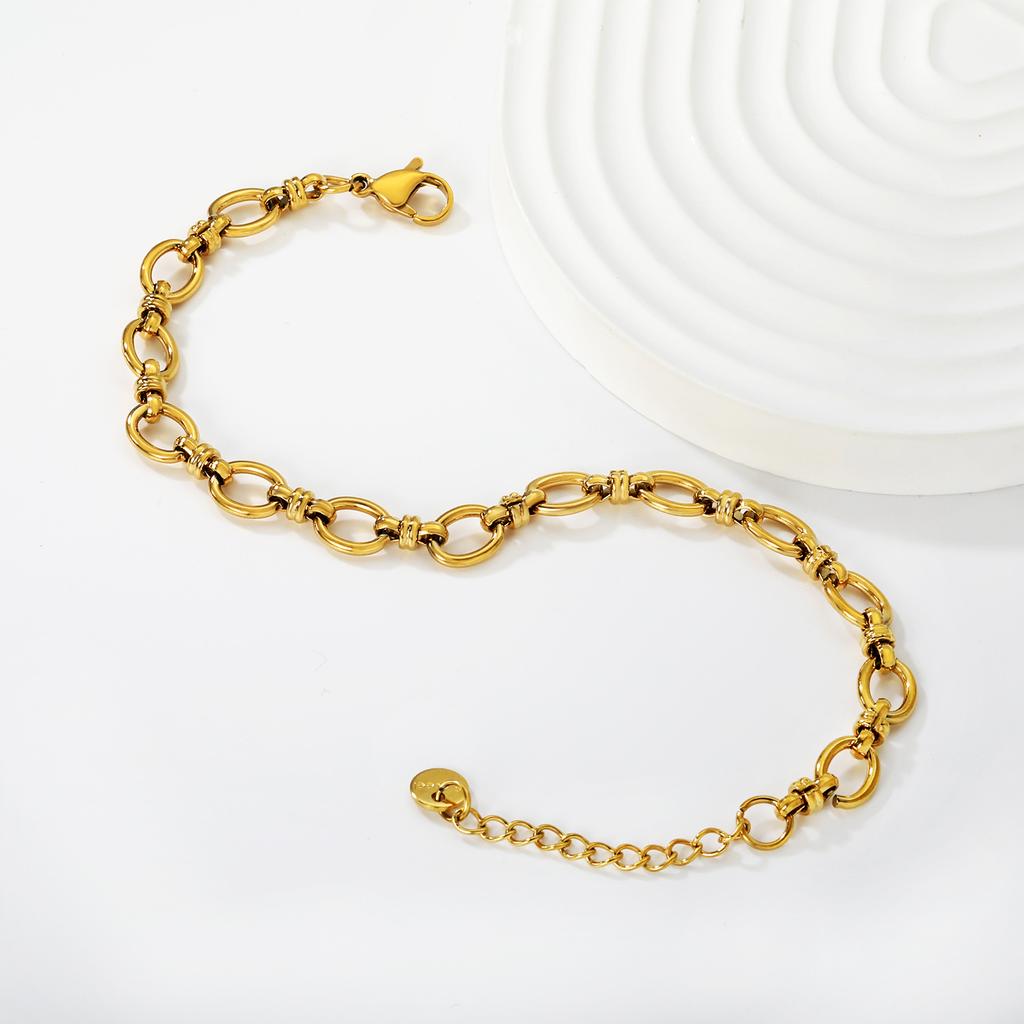 Minimalist Rough Bracelet Personality Trend Hip Hop Chain Metal Jewelry Stainless Steel Electroplated 18K Gold Bracelet Women