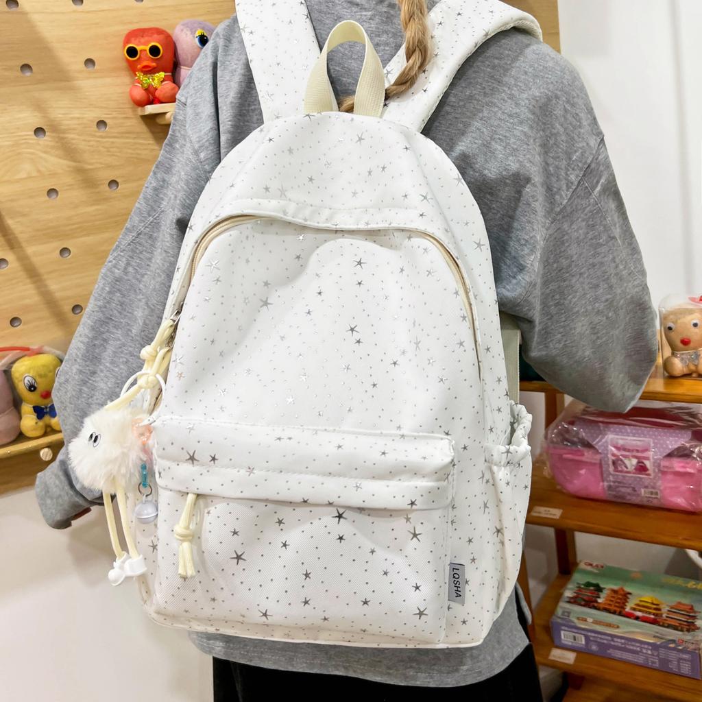 Schoolbag Korean Ins Wind Star Backpack Female Large Capacity Junior High School Student School Bag Leisure Travel Computer Backpack