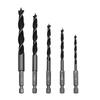 5-Piece 1/4" Hex Shank Woodworking Drill Set: 4/5/6/8/10mm Hole Enlargement Tool
