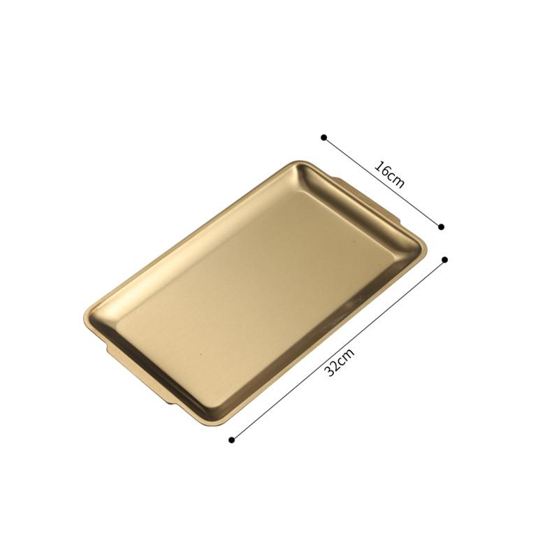 Silver Gold Stainless Steel Serving Plate Restaurant BBQ Skewers Sushi Tray Large Shallow Tray Food Storage Plates For Kitchen