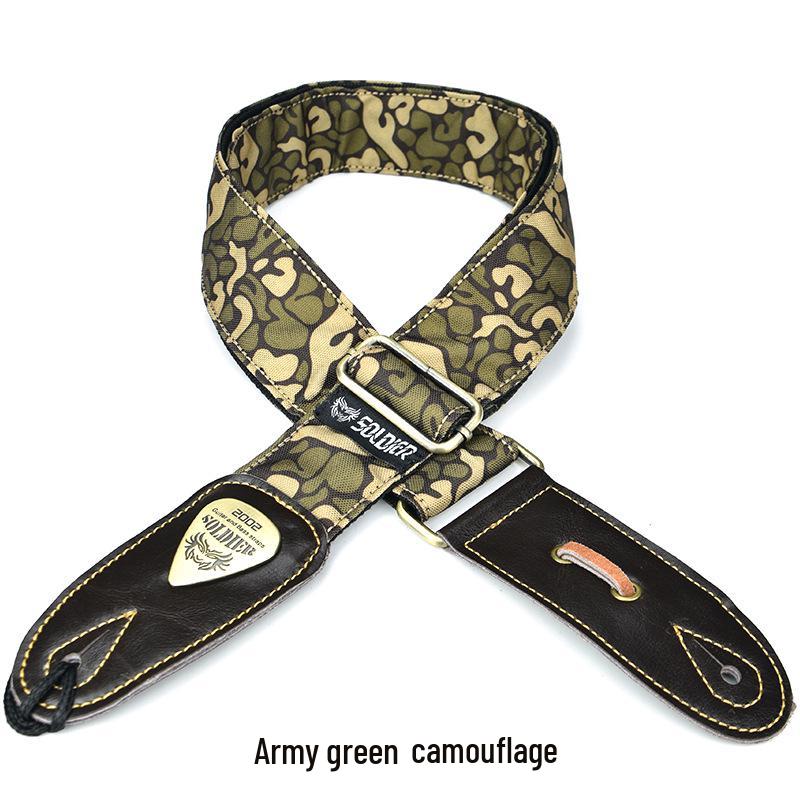 Unisex Soldier Canvas Guitar Strap for Acoustic, Bass, and Electric Guitars