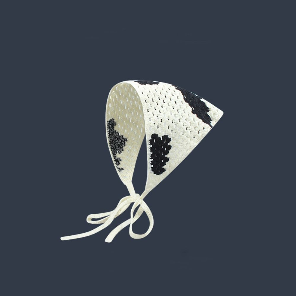 Милая вязаная крючком креативная треугольная шарф-повязка на голову полотенце треугольная повязка на голову платок шляпа чёрный/белый