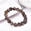 Natural Brown Smoky Quartz Crystal Stretch Bracelet Faceted Oval Beads Women Men Big Size 12x10mm Smoky Quartz Rare