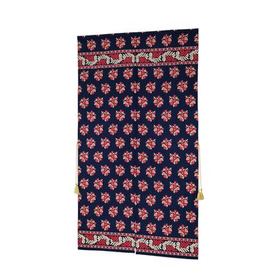 Tomo Corporation Noren Long Room Curtain, Purikurasa, Navy, Curtain, Divider, 100% Cotton, 85x150cm, 15625-870-352
