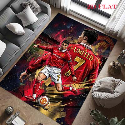 Cristiano Ronaldo Teppich für Wohnzimmer Schlafzimmer Zuhause Sofadekoration, Rutschfeste Bodenmatte für Kinder zum Spielen