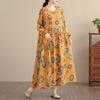 DIMANAF New 2025 Women Plus Size Spring Long Dress Loose Basic Vintage Oversize Long Sleeve Maxi Floral