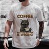 Men's Street Wear Cat Lover Funny Coffee Because Murder Print T-shirt Short Sleeve O-neck Streetwear Summer T Shirts Men