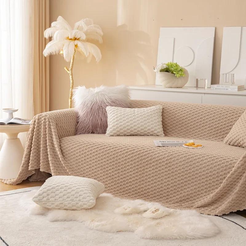 Blanket for Live Room Couch Cover Armchair Warm Soft Sofa Cover Slipcover Fleece Sofa Towel