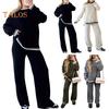 2 Teile/satz Winter Pullover Hosen Set O Hals Lose Stricken Dicken Langen Ärmeln Pullover Breites Bein Warme Hose Täglichen Outfit Schule Homewear Sport Kleidung