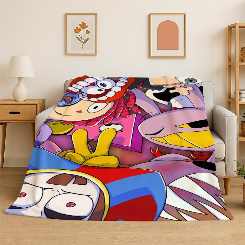 Cartoon Amizing Digtal Circus Pomni Soft Flannel Throw Blanket,Cozy Blanket for Bed,Couch,Sofa,Bedroom,Living Room,Picnic kid 75x90cm