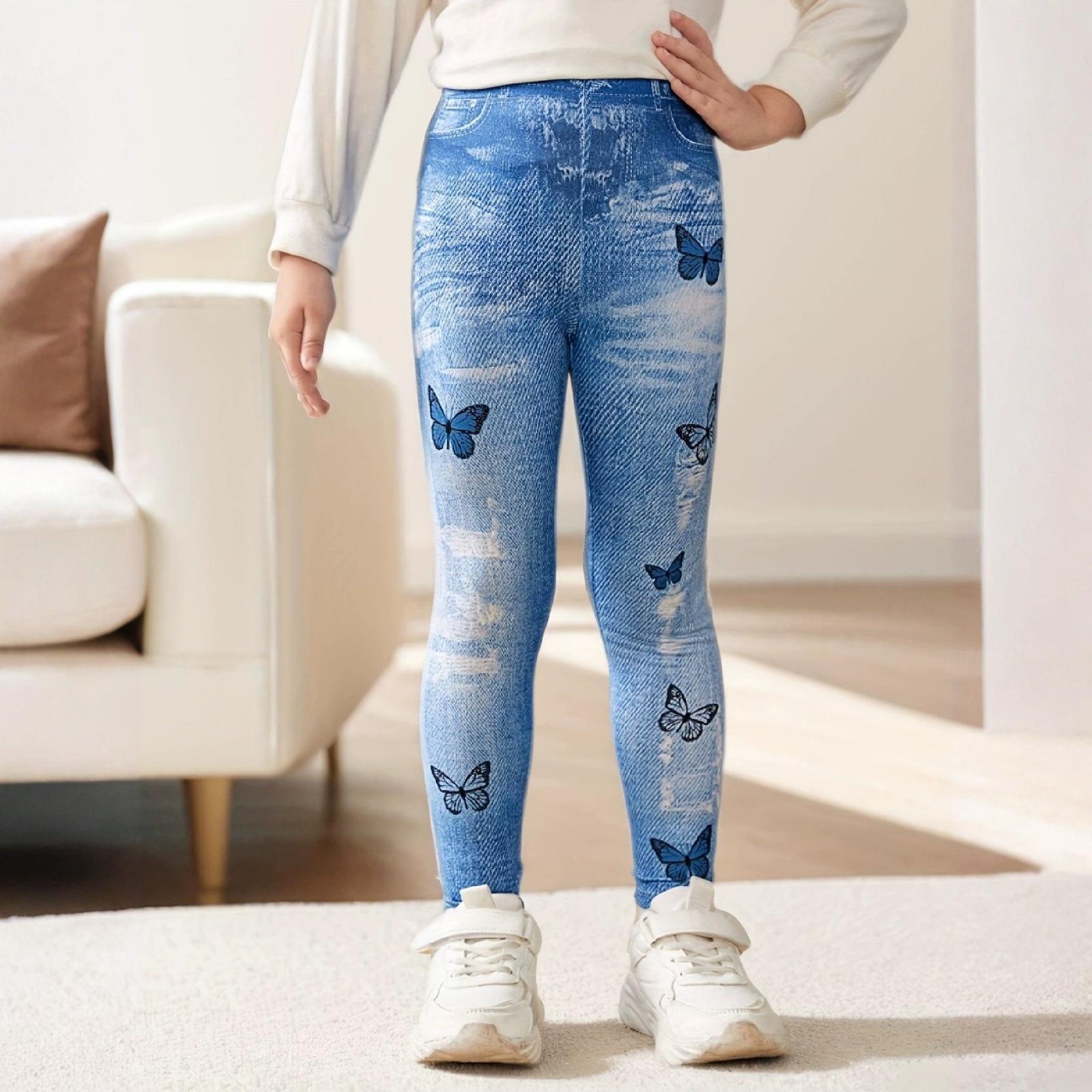 

Девочки Весна Осень Леггинсы Скинни - Детские Слим 8 синий