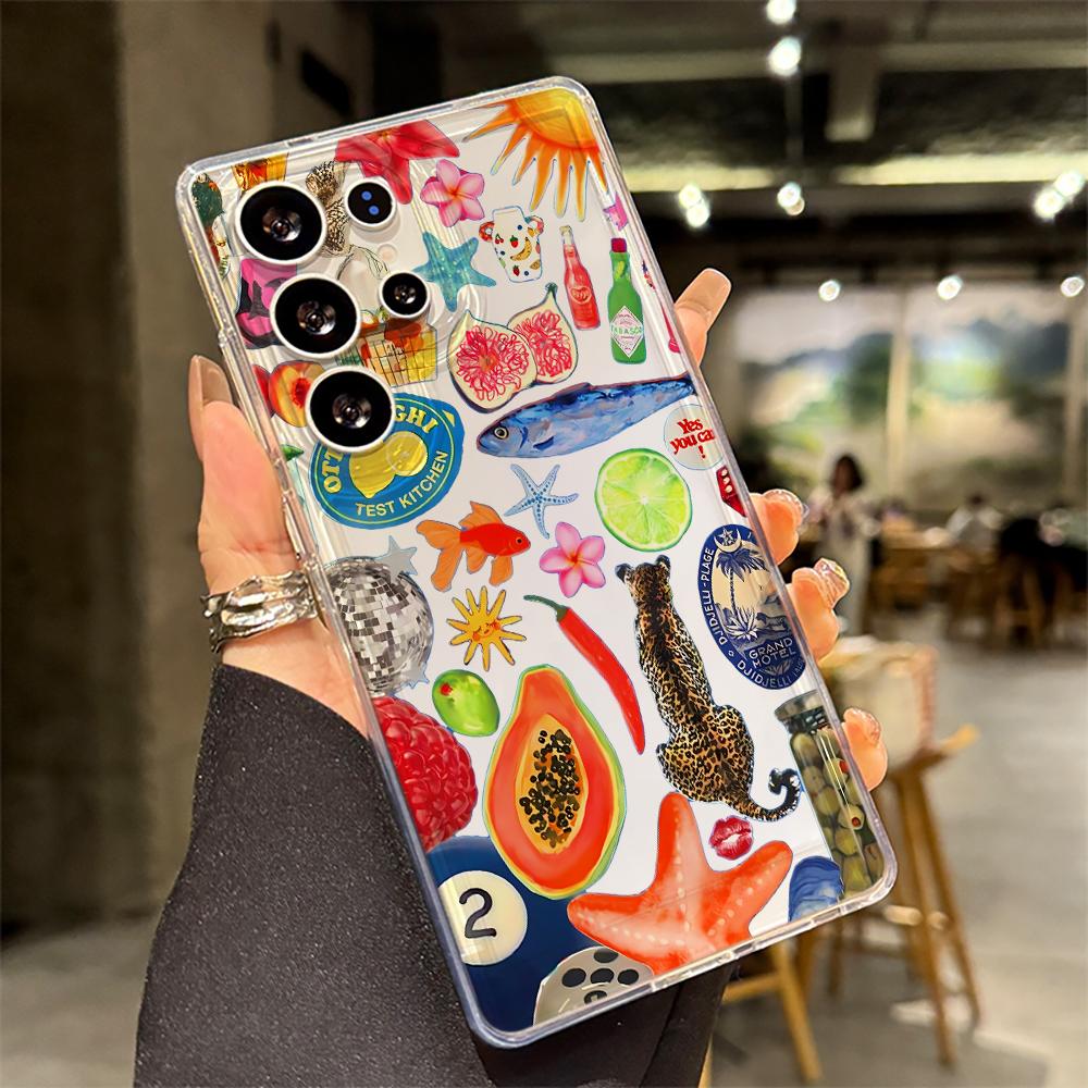 Verspieltes Frucht-Tier-Handyhülle für Samsung Galaxy A55 A54 A53 A35 A34 5G Note 20 S25 S24 S23 S22 S21 Ultra FE Plus Stoßfänger Funda