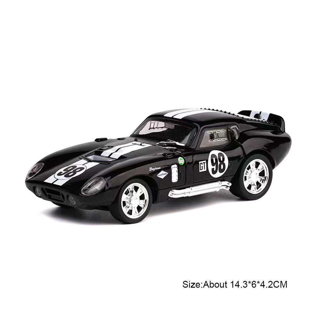 1:32 Scale Cobra GT500 Sports Car Model Toy Sound Light Pull Back Shock Absorption Vehicle Models Miniature Gifts for Kids