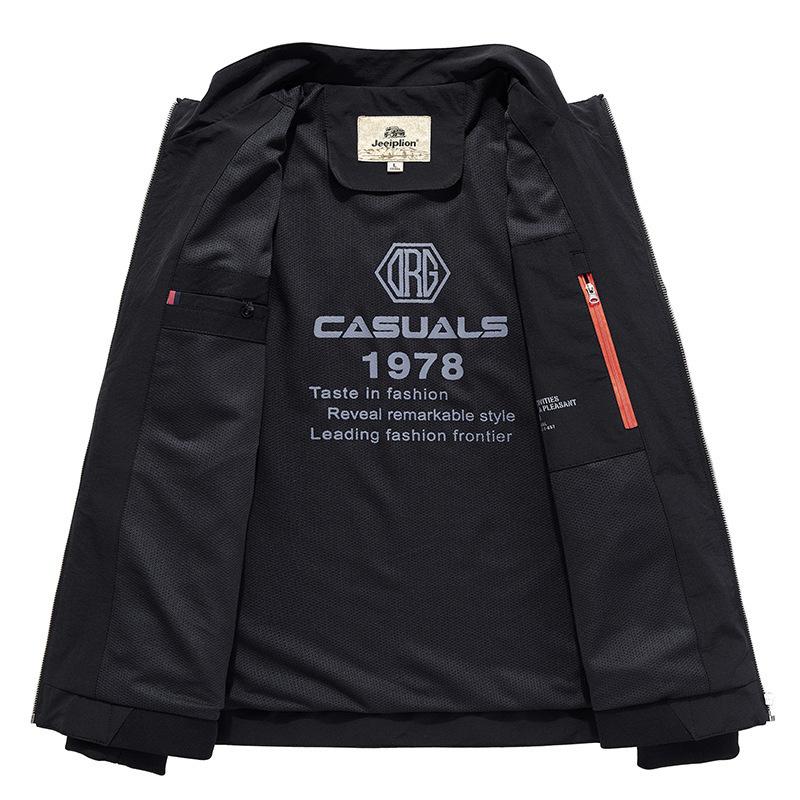 Autumn New Men's Stand-up Collar Four-sided Elastic Quick-drying Jacket Men's Single-layer Shrink-sleeved Elastic Jacket
