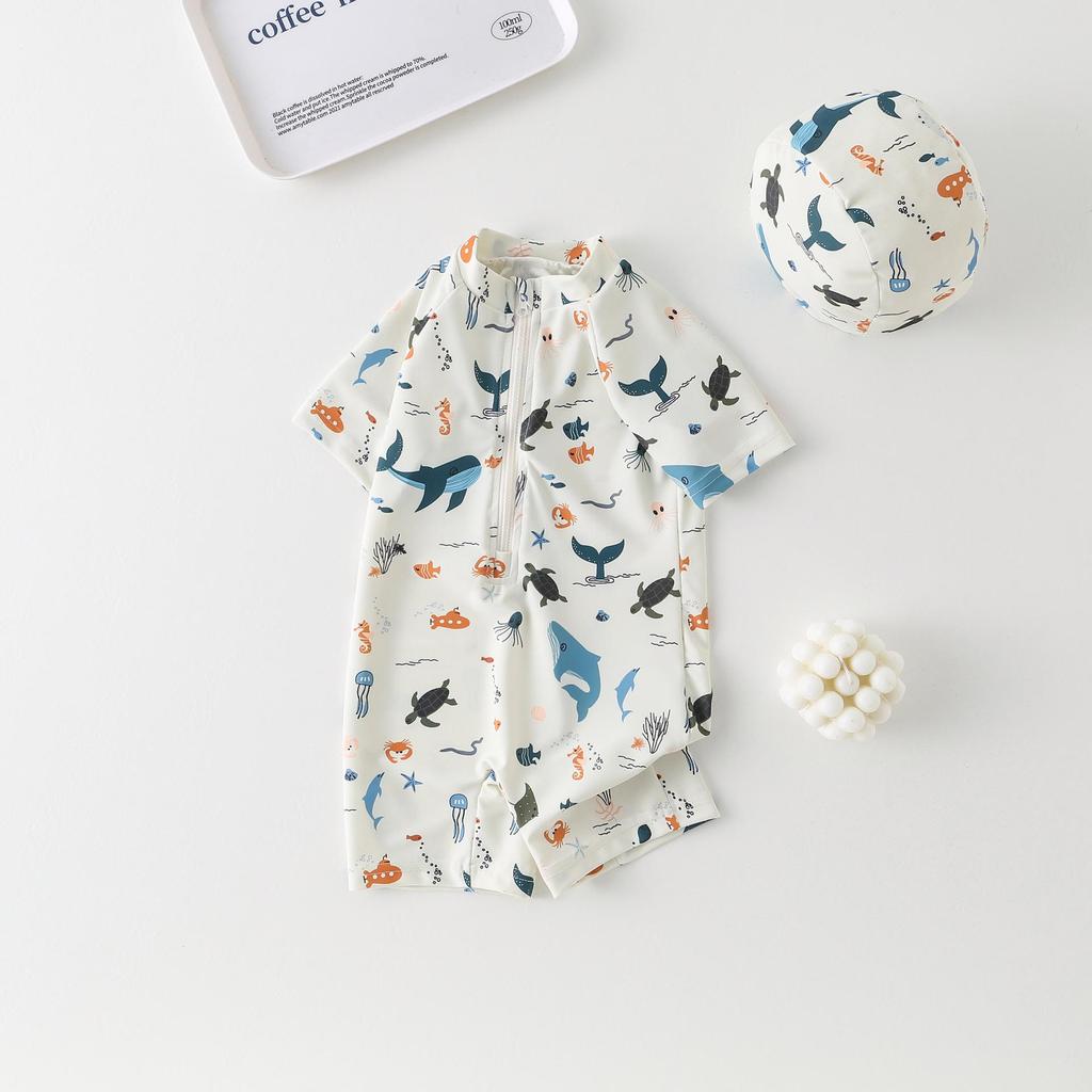 Ocean One-Piece Boys' Quick-Dry Swimsuit - Cute Sunscreen Beachwear