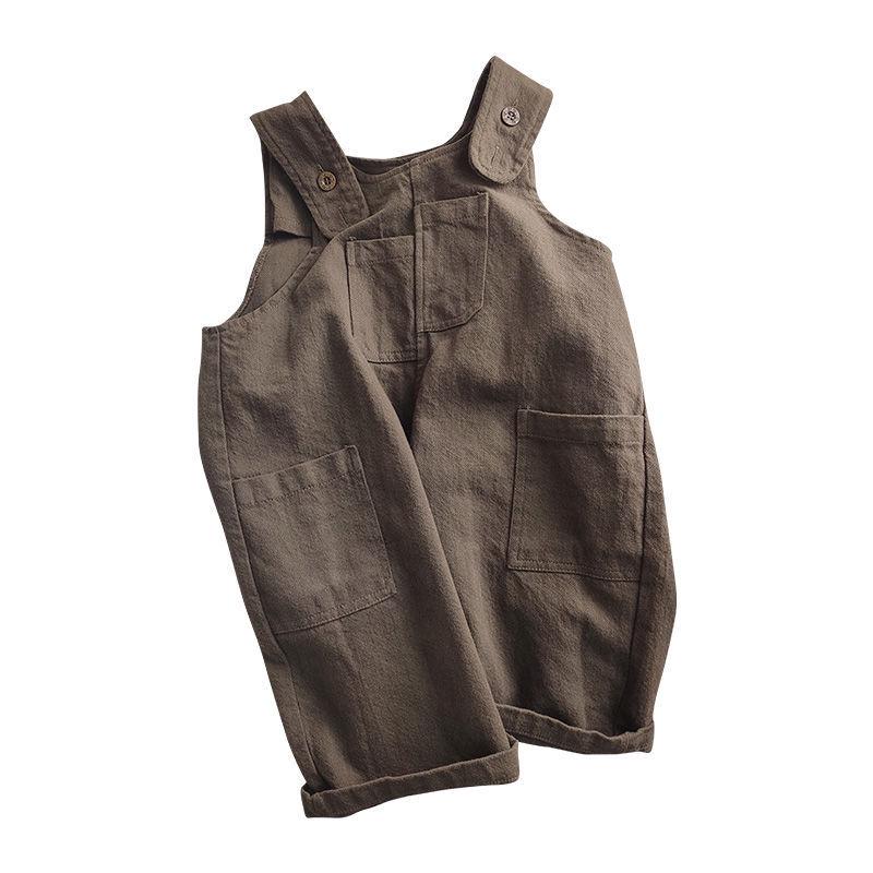 Children's Retro Forest Overalls: Stylish, Versatile Cotton Jumpsuits for Boys and Girls, Perfect for Spring and Autumn.