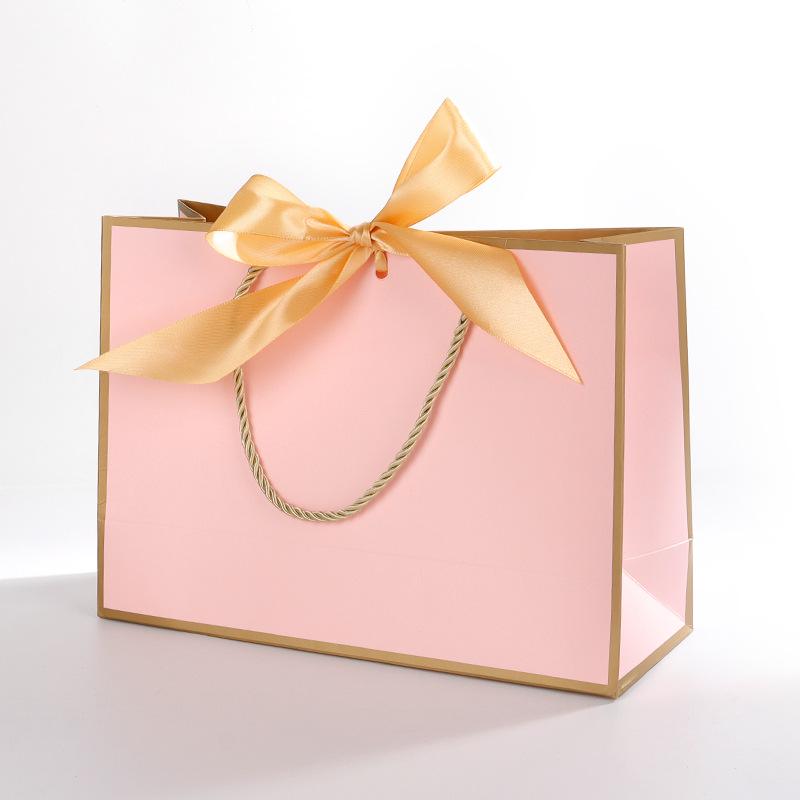 Handbag with Bow Ribbon - Gift, Shopping, and Makeup Paper Bag