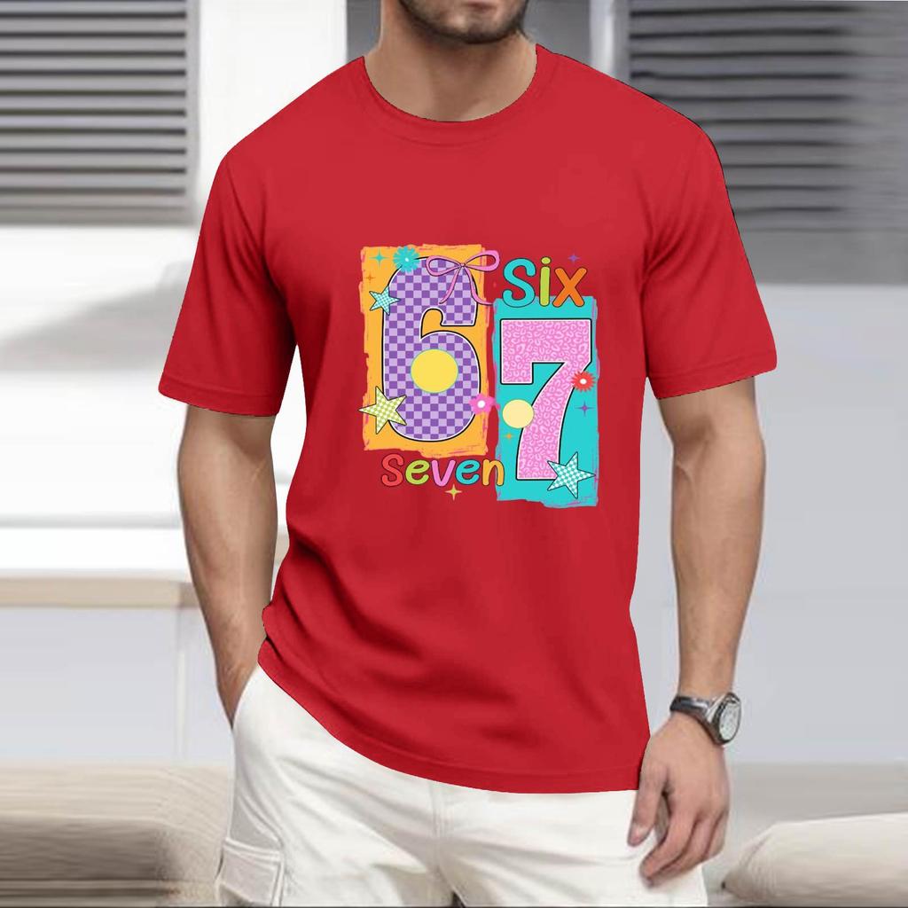 Men's  Popular T-shirt Printed Round Neck Short Sleeve T-shirt