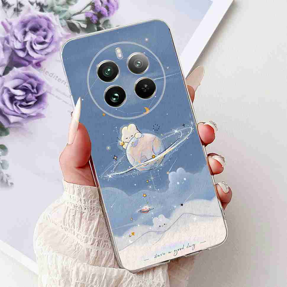 For Realme 12 Pro RMX3842 6.7" Summer Lotus Cute Cat Soft Silicone TPU Cover For Realme 12Pro+ 12Pro Plus RMX3840 Bumper Shell