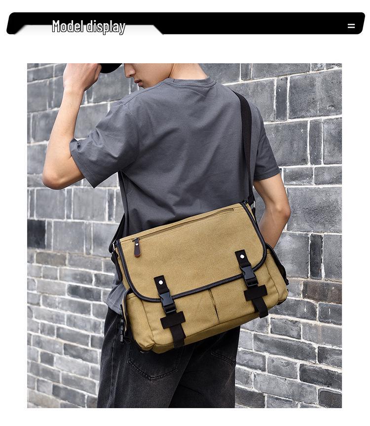 Retro Men's Large Canvas Crossbody Messenger Bag - Casual Commute & Campus Sling Bag