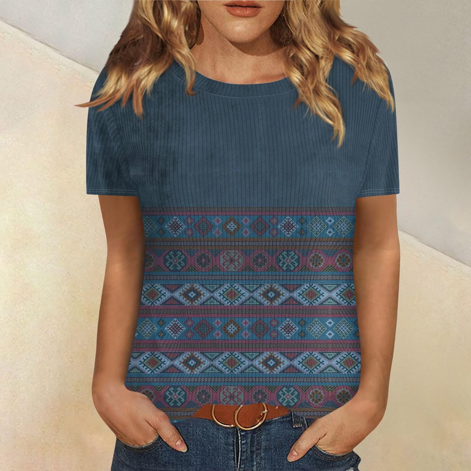 

Футболки для женщин, плиссированные, с V-образным вырезом, нарядные, повседневные блузки с принтом, короткие рукава, летние топы, свободный крой XXXL тёмно-синий