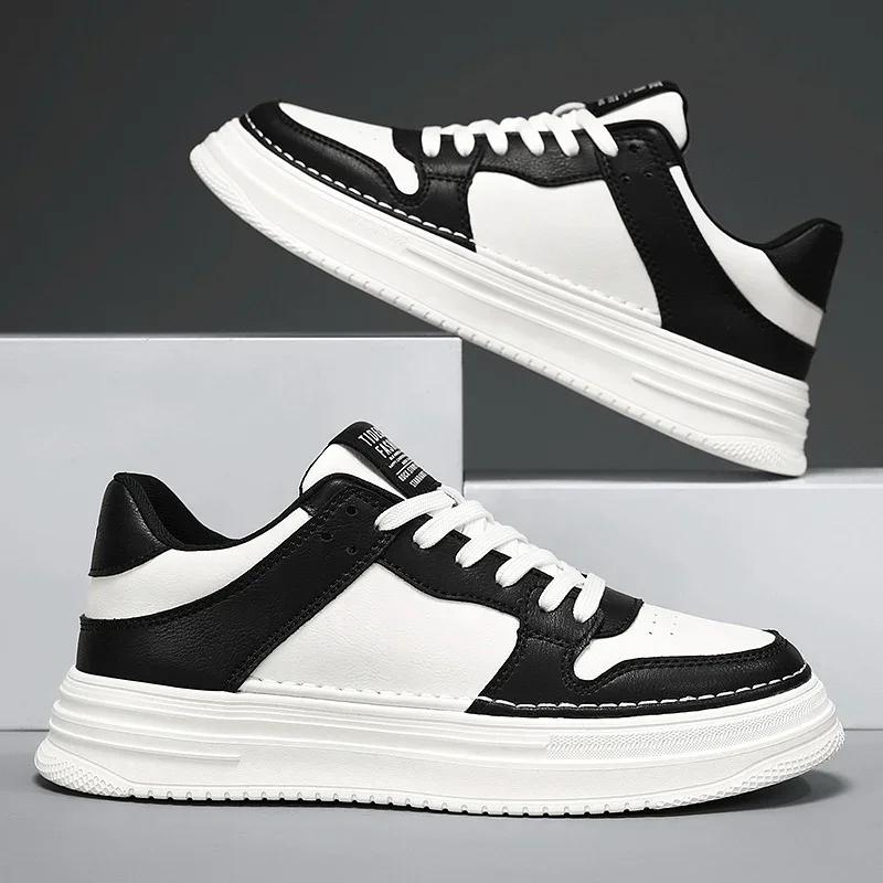 Leather Men Casual Shoes Lightweight Mens Running Shoes Platform White Sneakers Outdoor Breathable Sport Shoes Tennis Shoes