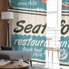 Seafood Restaurant Vintage Signs Chiffon Sheer Curtains for Living Room Bedroom Kitchen Decoration Window Voiles Tulle Curtain