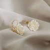 Chic Camellia Hoop Earring Pearl-Floral Studs Earring Statement Dangle Drop Wedding Earrings For Women Statement Jewelry