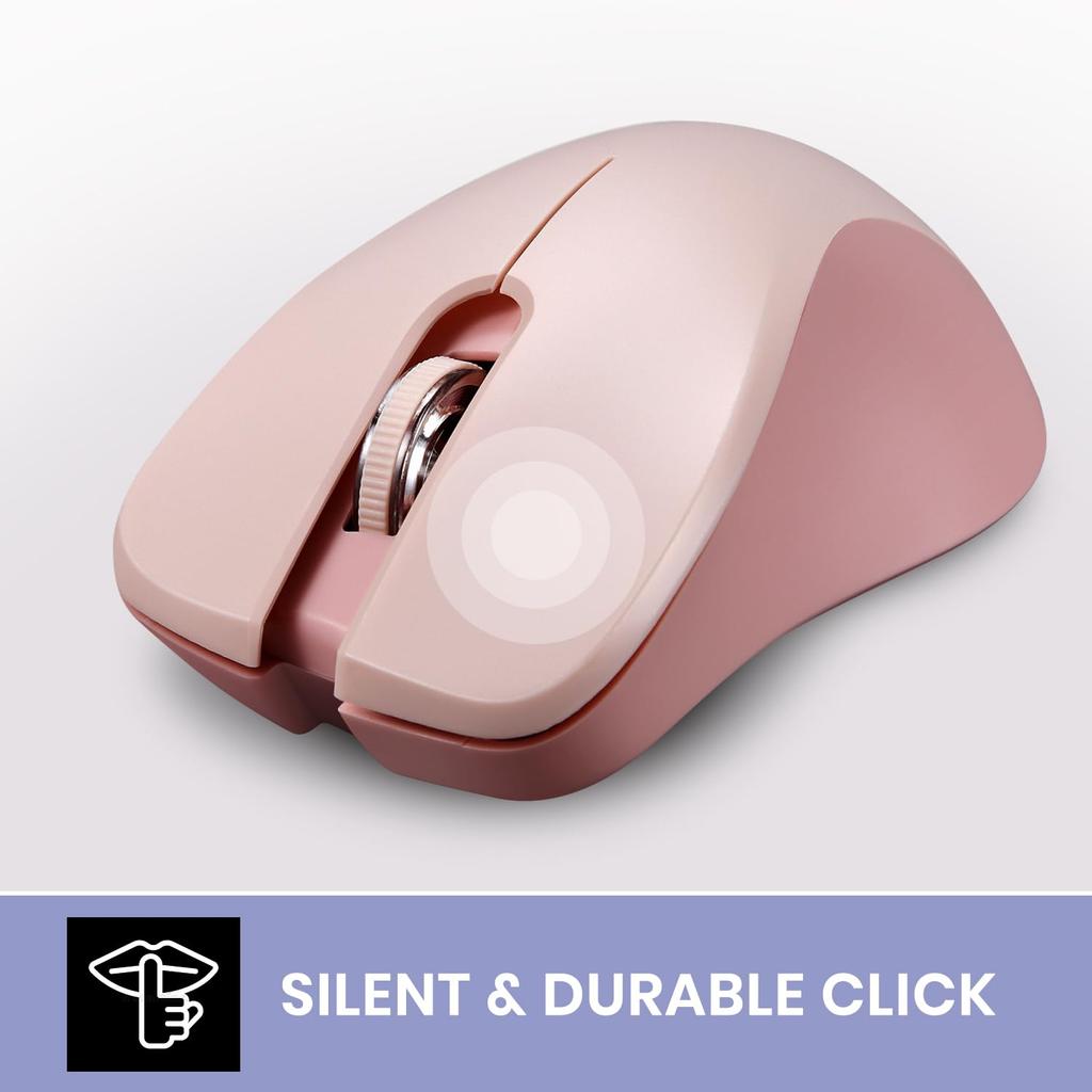 Perixx PERIMICE-621P Wireless Mouse, Silent Click, Wireless (2.4G, Pink)