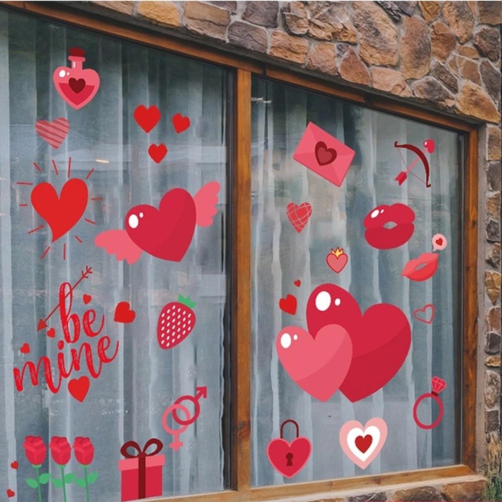 Indoor Glass Safe Heart Window Clings Valentine Stickers