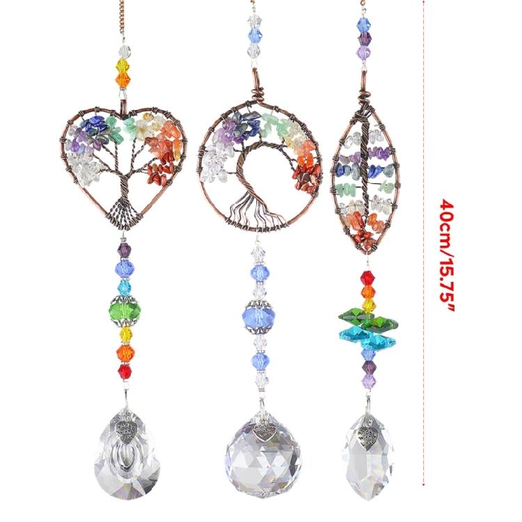 Tree Life Suncatchers Colorful Crystal Car Hanging Ornament Christmas Decoration