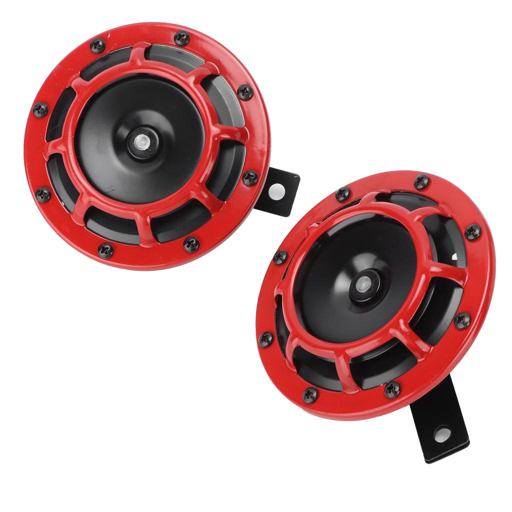 12V Pair Horn Red Compact Super Tone Loud Blast 139‑170DB Universal for Motorcycle Car