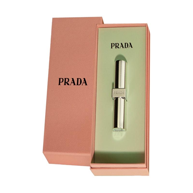Prada Limited edition translucent lipstick gift box, moisturizing, easy to color and complexion #P160 Gray Pink Brown Nude Gray Powder 3.8g