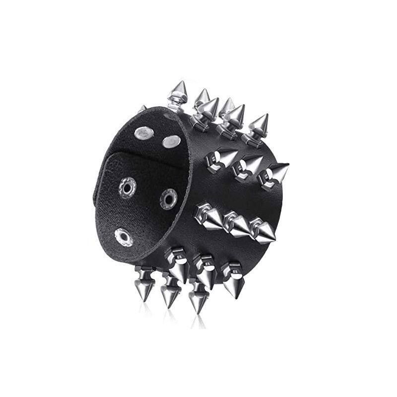 Fashion Fashion Punk Street Shooting Nightclub Square Rivet Spike Bracelet Ins Couple Leather Bracelet Bracelet