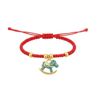 Chinese Style Horse Year Bracelet Fortune New Year Lucky Pony Red Rope Festival Supplies Blessing Horse Pendant Bracelet Gift