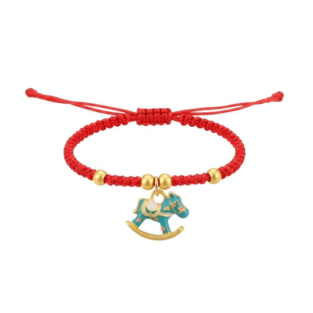 Chinese Style Horse Year Bracelet Fortune Red Rope Weave Bracelet Cute Lucky Pony Red Rope  Couple