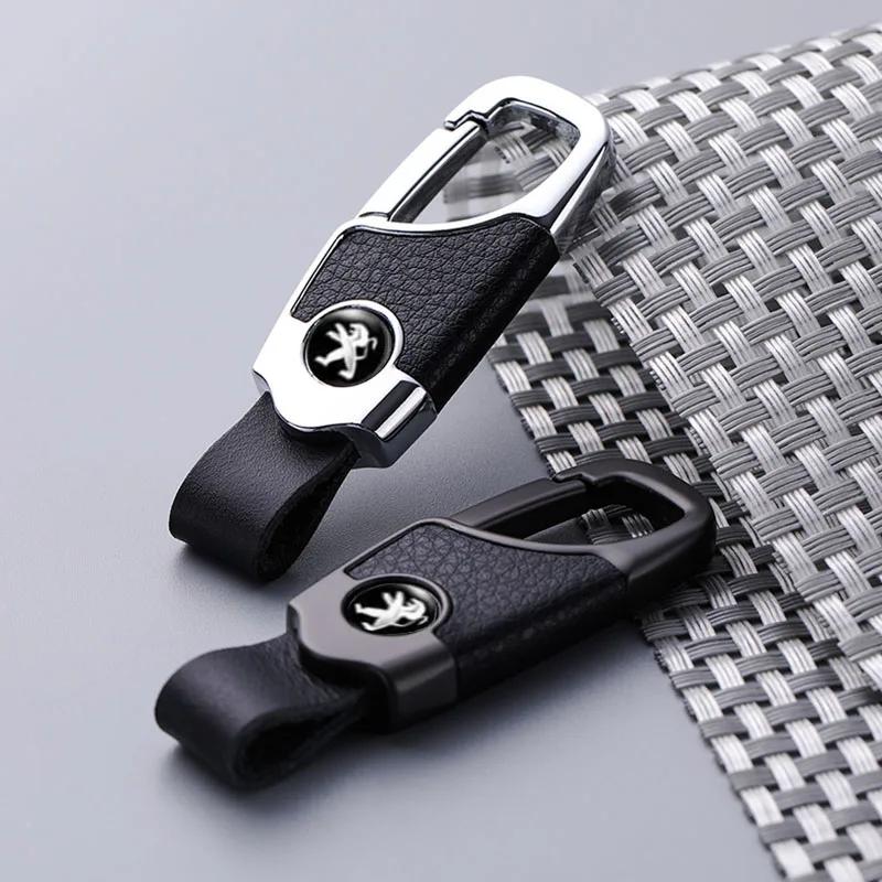 Leather Car Keychian Key Ring Pendant Key Holder for Peugeot 3008 2008 107 o 208 306 308 408 508 207 307 206 406 407 205 4008 5008