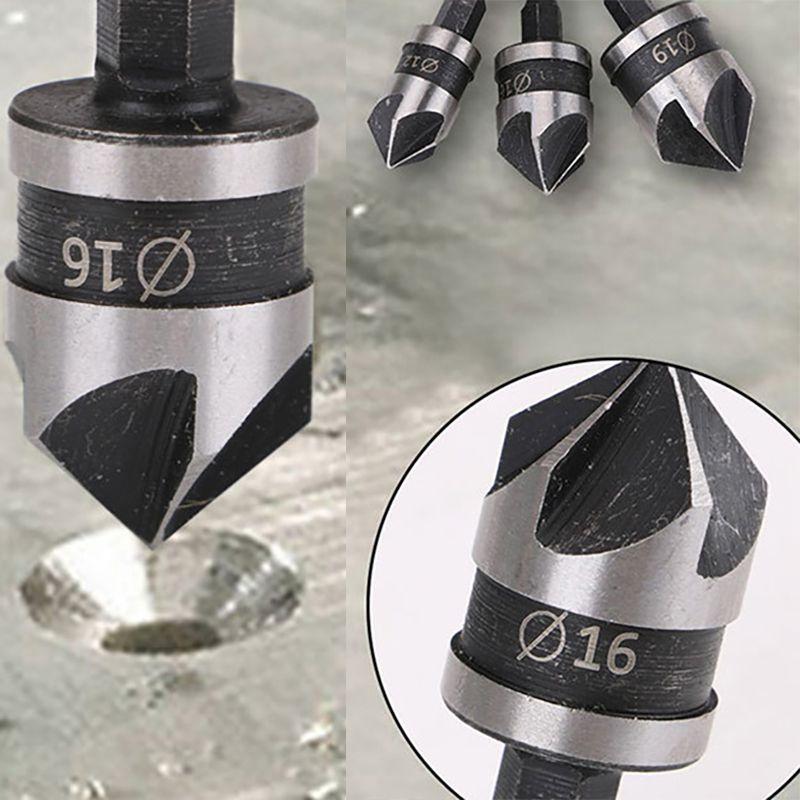 Durable 3pcs Hex Countersink Boring Bore Quick Change Drill Bit Tool Set Ideal For Wood And Metal Projects